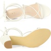 image:imageAllegra K Womens Strappy Lace Up Chunky Heeled Sandals  3 inches Heels Open Toe Faux leather Padded insole for comfort Summer Heel for Women Dress ShoesWhite