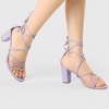 image:imageAllegra K Womens Strappy Lace Up Chunky Heeled Sandals  3 inches Heels Open Toe Faux leather Padded insole for comfort Summer Heel for Women Dress ShoesLight Purple
