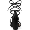 image:imageAllegra K Womens Strappy Lace Up Chunky Heeled Sandals  3 inches Heels Open Toe Faux leather Padded insole for comfort Summer Heel for Women Dress ShoesBlack