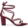 image:imageAllegra K Womens Strappy Lace Up Chunky Heeled Sandals  3 inches Heels Open Toe Faux leather Padded insole for comfort Summer Heel for Women Dress ShoesBurgundy