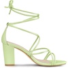 image:imageAllegra K Womens Strappy Lace Up Chunky Heeled Sandals  3 inches Heels Open Toe Faux leather Padded insole for comfort Summer Heel for Women Dress ShoesLime Green
