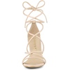 image:imageAllegra K Womens Strappy Lace Up Chunky Heeled Sandals  3 inches Heels Open Toe Faux leather Padded insole for comfort Summer Heel for Women Dress ShoesBeige