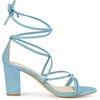 image:imageAllegra K Womens Strappy Lace Up Chunky Heeled Sandals  3 inches Heels Open Toe Faux leather Padded insole for comfort Summer Heel for Women Dress ShoesLight Blue