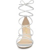 image:imageAllegra K Womens Strappy Lace Up Chunky Heeled Sandals  3 inches Heels Open Toe Faux leather Padded insole for comfort Summer Heel for Women Dress ShoesSilver