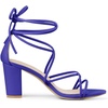 image:imageAllegra K Womens Strappy Lace Up Chunky Heeled Sandals  3 inches Heels Open Toe Faux leather Padded insole for comfort Summer Heel for Women Dress ShoesDark Blue