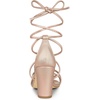 image:imageAllegra K Womens Strappy Lace Up Chunky Heeled Sandals  3 inches Heels Open Toe Faux leather Padded insole for comfort Summer Heel for Women Dress ShoesRose Gold
