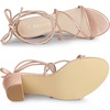 image:imageAllegra K Womens Strappy Lace Up Chunky Heeled Sandals  3 inches Heels Open Toe Faux leather Padded insole for comfort Summer Heel for Women Dress ShoesRose Gold