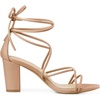image:imageAllegra K Womens Strappy Lace Up Chunky Heeled Sandals  3 inches Heels Open Toe Faux leather Padded insole for comfort Summer Heel for Women Dress ShoesNude
