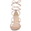 image:imageAllegra K Womens Strappy Lace Up Chunky Heeled Sandals  3 inches Heels Open Toe Faux leather Padded insole for comfort Summer Heel for Women Dress ShoesRose Gold