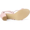 image:imageAllegra K Womens Strappy Lace Up Chunky Heeled Sandals  3 inches Heels Open Toe Faux leather Padded insole for comfort Summer Heel for Women Dress ShoesPink