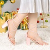 image:imageAllegra K Womens Strappy Lace Up Chunky Heeled Sandals  3 inches Heels Open Toe Faux leather Padded insole for comfort Summer Heel for Women Dress ShoesBling Pink