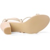 image:imageAllegra K Womens Strappy Lace Up Chunky Heeled Sandals  3 inches Heels Open Toe Faux leather Padded insole for comfort Summer Heel for Women Dress ShoesBeige