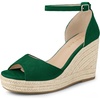 image:imageAllegra K Women Platform Espadrille Wedge Open Toe Ankle Strap Sandals  TPR outsole EVA wedge Wedge heel Party Office Casual Dating Evening Open toe Ankle strap PlatformDark Green