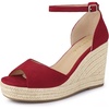 image:imageAllegra K Women Platform Espadrille Wedge Open Toe Ankle Strap Sandals  TPR outsole EVA wedge Wedge heel Party Office Casual Dating Evening Open toe Ankle strap PlatformRed