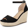 image:imageAllegra K Women Platform Espadrille Wedge Open Toe Ankle Strap Sandals  TPR outsole EVA wedge Wedge heel Party Office Casual Dating Evening Open toe Ankle strap PlatformBlack