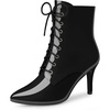 image:imageAllegra K Women Pointed Toe Stiletto Heel Lace Up Ankle Boots  Stiletto heel Comfortable fit Night out ABS outsole Pointed toe Lace up 33 inch heel 55 inch shaftBlack