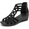 image:imageAllegra K Women Rhinestone Hollow Out Back Zipper Platform Sandals  Perforated upper with rhinestone accents Peeptoe design Back zipper closure 217inch heel heightBlack