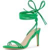 image:imageAllegra K Women Strappy Lace Up Open Toe Slingback Stiletto Heel Sandals  37inch heel height ABS outsole Tie closure Easy to style with jeans or a skirt for a casual lookGreen