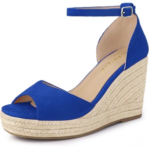 image:imageAllegra K Women Platform Espadrille Wedge Open Toe Ankle Strap Sandals  TPR outsole EVA wedge Wedge heel Party Office Casual Dating Evening Open toe Ankle strap PlatformDark Blue