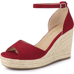 image:imageAllegra K Women Platform Espadrille Wedge Open Toe Ankle Strap Sandals  TPR outsole EVA wedge Wedge heel Party Office Casual Dating Evening Open toe Ankle strap PlatformRed