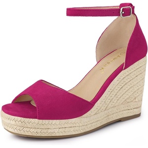 image:imageAllegra K Women Platform Espadrille Wedge Open Toe Ankle Strap Sandals  TPR outsole EVA wedge Wedge heel Party Office Casual Dating Evening Open toe Ankle strap PlatformHot Pink