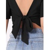 image:imageAllegra K Boho Tie Front Crop Top for Womens Sexy Spicy Deep V Neck Tops  Textured Beach Clothing Flowy Bell Sleeve Flare Sleeve Backless Tie Up Closure Short Ruffle SleeveBlack
