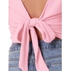 image:imageAllegra K Boho Tie Front Crop Top for Womens Sexy Spicy Deep V Neck Tops  Textured Beach Clothing Flowy Bell Sleeve Flare Sleeve Backless Tie Up Closure Short Ruffle SleeveLight Pink