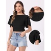 image:imageAllegra K Boho Tie Front Crop Top for Womens Sexy Spicy Deep V Neck Tops  Textured Beach Clothing Flowy Bell Sleeve Flare Sleeve Backless Tie Up Closure Short Ruffle SleeveBlack