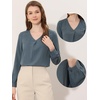 image:imageAllegra K Chiffon Blouse for Womens V Neck Long Sleeve Business Causal Shirt