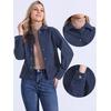 image:imageAllegra K Corduroy Jacket for Women Long Sleeve Button Down Outerwear  Corduroy Shacket Casual Fall Winter Outerwear Long Sleeve Button Up Jacket Front Pockets Lapel CollarDark Blue
