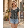 image:imageAllegra K Floral Top for Womens Sweetheart Neck Shirred Ruffle Peplum Tops  Sweetheart Neck Puff Short Sleeve Floral Pattern Smocked Bust and Shoulder Ruffled Hem Peplum TopBlack Floral