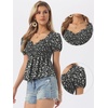 image:imageAllegra K Floral Top for Womens Sweetheart Neck Shirred Ruffle Peplum Tops  Sweetheart Neck Puff Short Sleeve Floral Pattern Smocked Bust and Shoulder Ruffled Hem Peplum TopBlack Floral