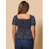 image:imageAllegra K Floral Top for Womens Sweetheart Neck Shirred Ruffle Peplum Tops  Sweetheart Neck Puff Short Sleeve Floral Pattern Smocked Bust and Shoulder Ruffled Hem Peplum TopDark Blue