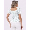 image:imageAllegra K Floral Top for Womens Sweetheart Neck Shirred Ruffle Peplum Tops  Sweetheart Neck Puff Short Sleeve Floral Pattern Smocked Bust and Shoulder Ruffled Hem Peplum TopBlue White