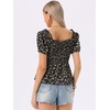 image:imageAllegra K Floral Top for Womens Sweetheart Neck Shirred Ruffle Peplum Tops  Sweetheart Neck Puff Short Sleeve Floral Pattern Smocked Bust and Shoulder Ruffled Hem Peplum TopBlack