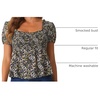 image:imageAllegra K Floral Top for Womens Sweetheart Neck Shirred Ruffle Peplum Tops  Sweetheart Neck Puff Short Sleeve Floral Pattern Smocked Bust and Shoulder Ruffled Hem Peplum TopBlack