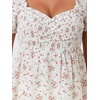 image:imageAllegra K Floral Top for Womens Sweetheart Neck Shirred Ruffle Peplum Tops  Sweetheart Neck Puff Short Sleeve Floral Pattern Smocked Bust and Shoulder Ruffled Hem Peplum TopWhite