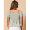 image:imageAllegra K Floral Top for Womens Sweetheart Neck Shirred Ruffle Peplum Tops  Sweetheart Neck Puff Short Sleeve Floral Pattern Smocked Bust and Shoulder Ruffled Hem Peplum TopLight Green