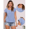image:imageAllegra K Gingham Tops for Women Summer Cute Cap Sleeve Square Neck Plaid Shirts Casual BlousesNavy