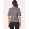 image:imageAllegra K Tweed Top for Womens Round Neck Short Sleeve Pullover Work Office BlouseBlack