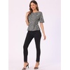 image:imageAllegra K Tweed Top for Womens Round Neck Short Sleeve Pullover Work Office BlouseBlack