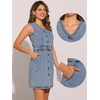 image:imageAllegra K Women Casual Denim V Neck Button Down Mini Dress  Sleeveless design with pockets Suitable for weddings office meetings Unlined constructionGrey Blue