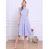 image:imageAllegra K Women Casual Midi Ruffled Sleeve Mock Neck ALine Belted Dress  Flared silhouette with a selftie belt Versatile for spring and autumn Great for office or travelPurple