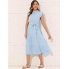 image:imageAllegra K Women Casual Midi Ruffled Sleeve Mock Neck ALine Belted Dress  Flared silhouette with a selftie belt Versatile for spring and autumn Great for office or travelBlue