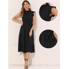 image:imageAllegra K Women Casual Midi Ruffled Sleeve Mock Neck ALine Belted Dress  Flared silhouette with a selftie belt Versatile for spring and autumn Great for office or travelBlack