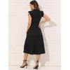 image:imageAllegra K Women Casual Midi Ruffled Sleeve Mock Neck ALine Belted Dress  Flared silhouette with a selftie belt Versatile for spring and autumn Great for office or travelBlack