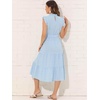 image:imageAllegra K Women Casual Midi Ruffled Sleeve Mock Neck ALine Belted Dress  Flared silhouette with a selftie belt Versatile for spring and autumn Great for office or travelBlue