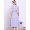 image:imageAllegra K Women Casual Midi Ruffled Sleeve Mock Neck ALine Belted Dress  Flared silhouette with a selftie belt Versatile for spring and autumn Great for office or travelPurple