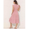 image:imageAllegra K Women Casual Midi Ruffled Sleeve Mock Neck ALine Belted Dress  Flared silhouette with a selftie belt Versatile for spring and autumn Great for office or travelPink