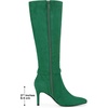 image:imageAllegra K Women Faux Suede Buckle Pointed Toe Stiletto Heel Knee High Boots  Stiletto heel Zipper closure Pointy toe 3 13 inch heel height 15 inch shaft Pairs with dressesEmerald Green
